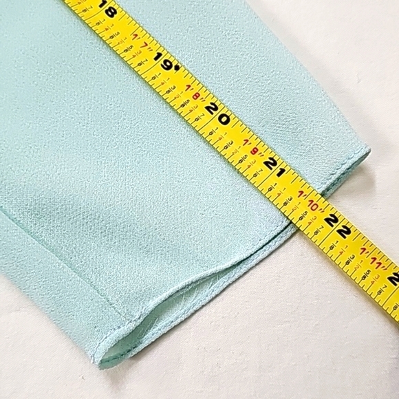 Ursula of Switzerland VTG 80s 90s drop waist crepe dress, light aqua, LS - Picture 10 of 15